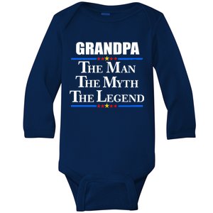 Grandpa The Man The Myth The Legend Stars Baby Long Sleeve Bodysuit