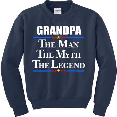 Grandpa The Man The Myth The Legend Stars Kids Sweatshirt