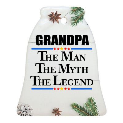 Grandpa The Man The Myth The Legend Stars Ceramic Bell Ornament