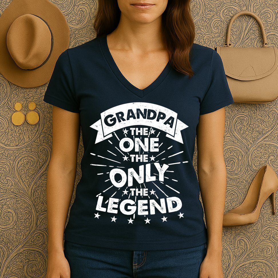 Grandpa The One The Only The Legend Women's V-Neck T-Shirt