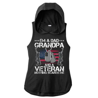 Grandpa Veteran Nothing Scares Me Ladies PosiCharge Tri-Blend Wicking Draft Hoodie Tank