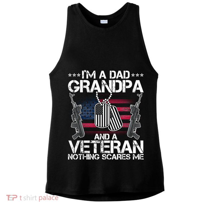 Grandpa Veteran Nothing Scares Me Ladies PosiCharge Tri-Blend Wicking Tank