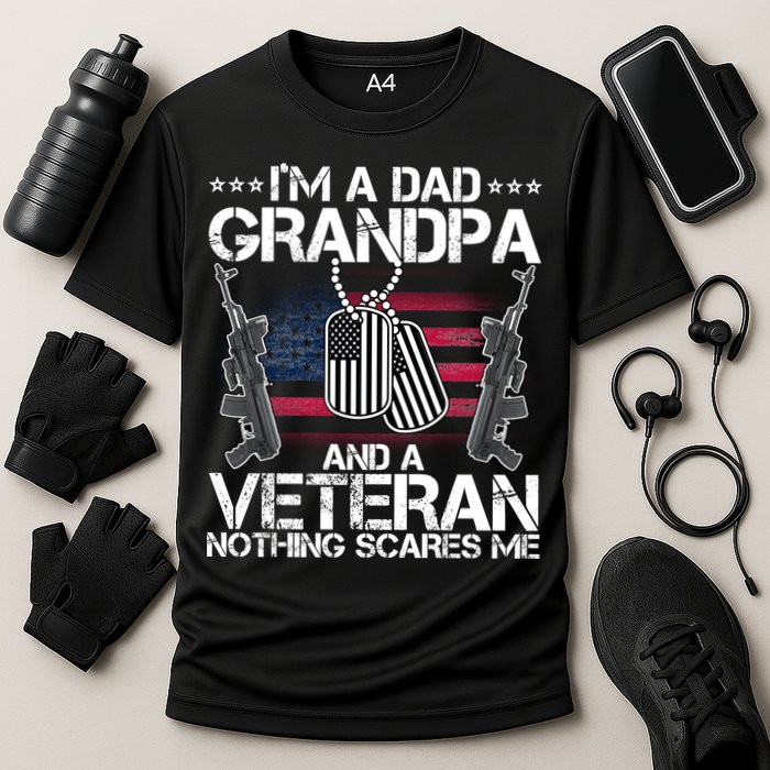 Grandpa Veteran Nothing Scares Me Cooling Performance Crew T-Shirt