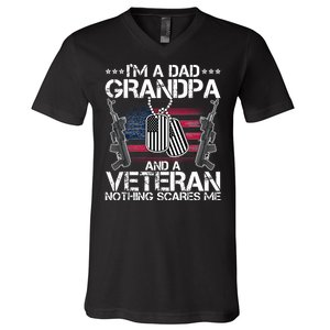 Grandpa Veteran Nothing Scares Me V-Neck T-Shirt