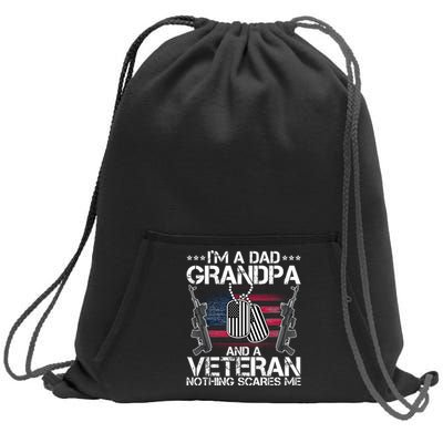 Grandpa Veteran Nothing Scares Me Sweatshirt Cinch Pack Bag