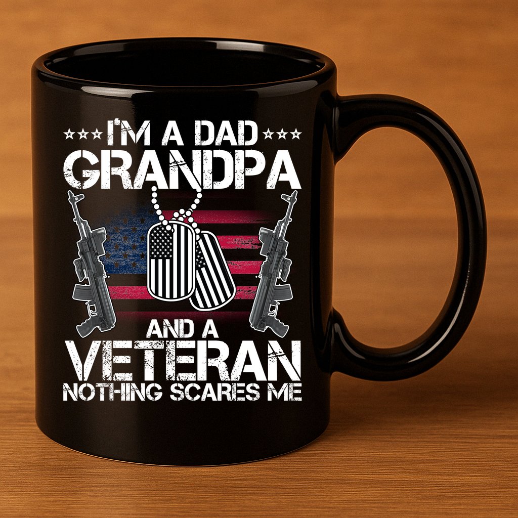 Grandpa Veteran Nothing Scares Me 11oz C Handle Ceramic Mug