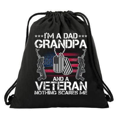 Grandpa Veteran Nothing Scares Me Drawstring Bag