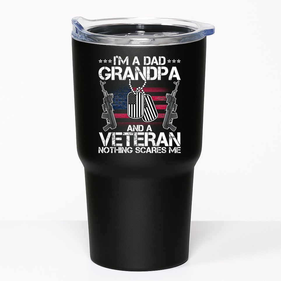 Grandpa Veteran Nothing Scares Me Tumbler