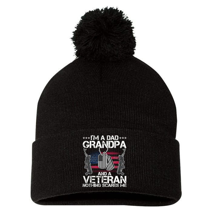 Grandpa Veteran Nothing Scares Me Pom Pom 12in Knit Beanie