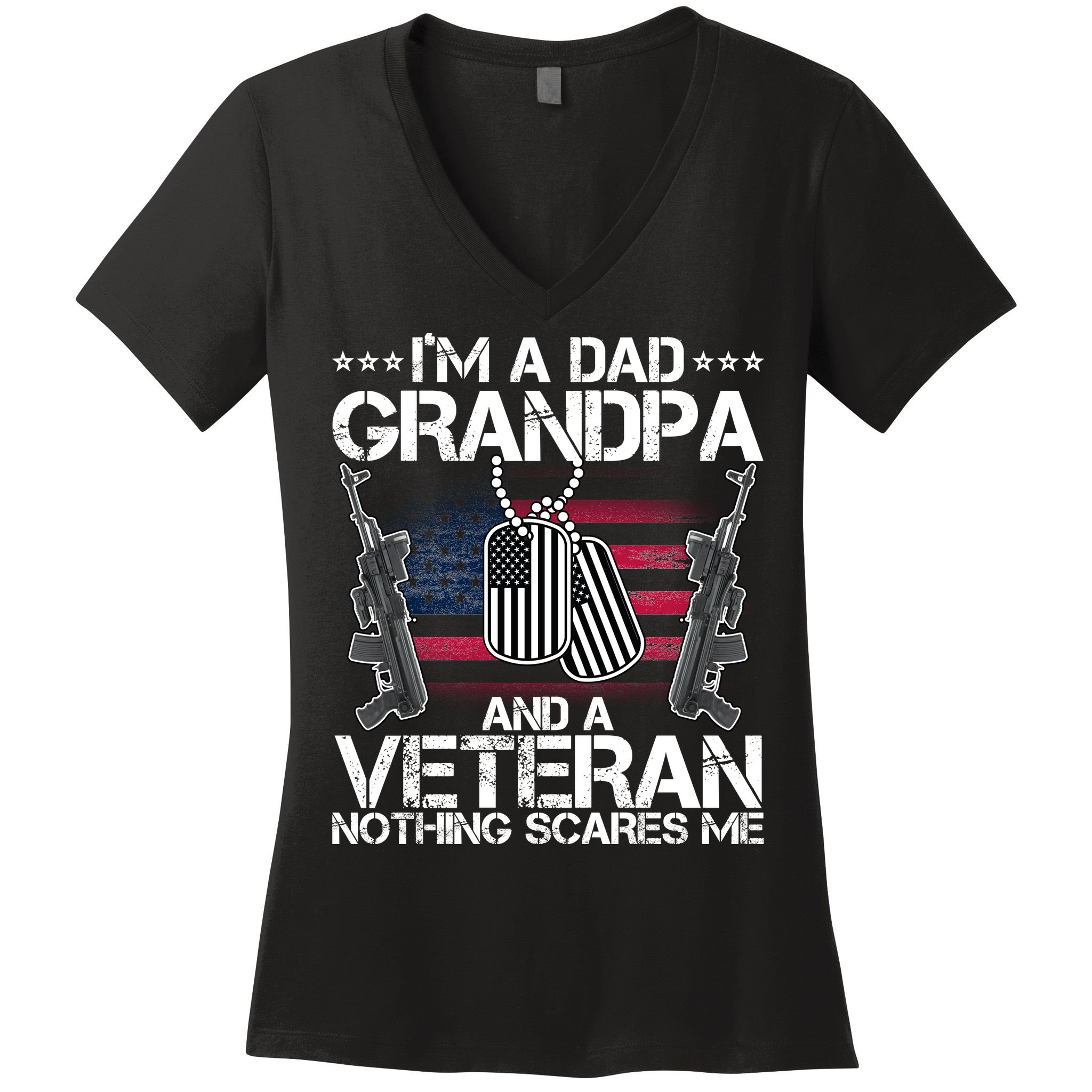 Grandpa Veteran Nothing Scares Me Women's V-Neck T-Shirt
