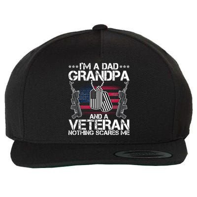 Grandpa Veteran Nothing Scares Me Wool Snapback Cap