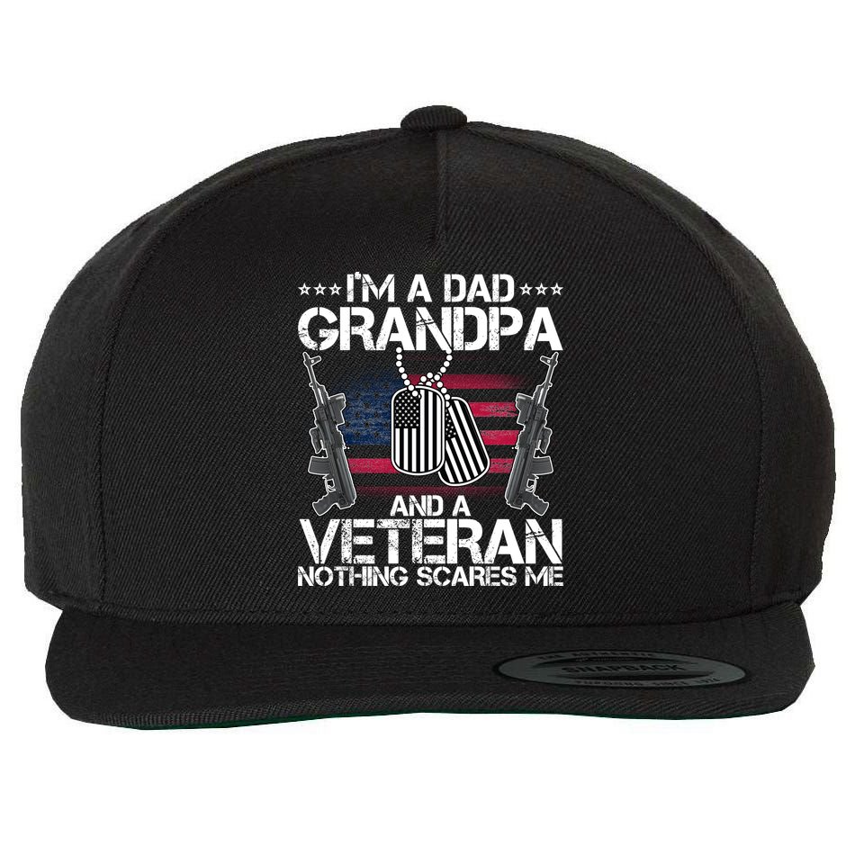 Grandpa Veteran Nothing Scares Me Wool Snapback Cap