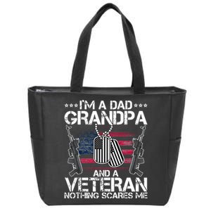 Grandpa Veteran Nothing Scares Me Zip Tote Bag