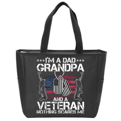 Grandpa Veteran Nothing Scares Me Zip Tote Bag