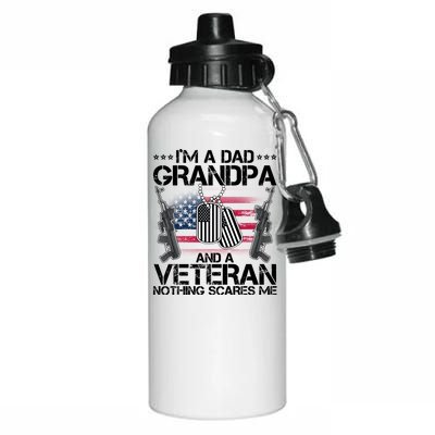 Grandpa Veteran Nothing Scares Me Aluminum Water Bottle