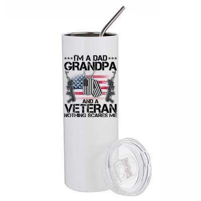 Grandpa Veteran Nothing Scares Me Stainless Steel Tumbler