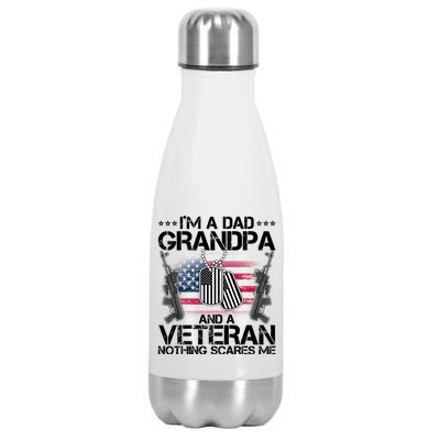 Grandpa Veteran Nothing Scares Me Stainless Steel Insulated Water Bottle