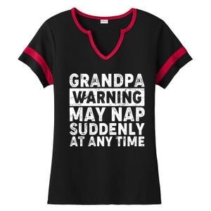 Grandpa Warning May Nap Suddenly At Any Time Ladies Halftime Notch Neck Tee