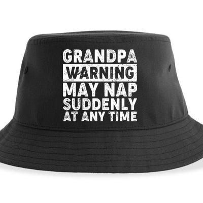 Grandpa Warning May Nap Suddenly At Any Time Sustainable Bucket Hat