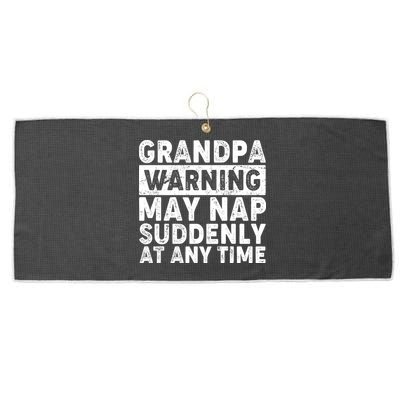 Grandpa Warning May Nap Suddenly At Any Time Large Microfiber Waffle Golf Towel