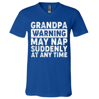 Grandpa Warning May Nap Suddenly At Any Time V-Neck T-Shirt