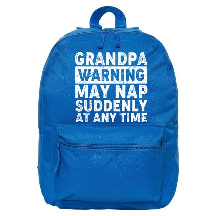 Grandpa Warning May Nap Suddenly At Any Time 16 in Basic Backpack