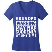 Grandpa Warning May Nap Suddenly At Any Time Women's V-Neck T-Shirt