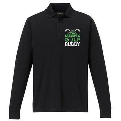 Grandpas Golf Buddy Fathers Day Performance Long Sleeve Polo