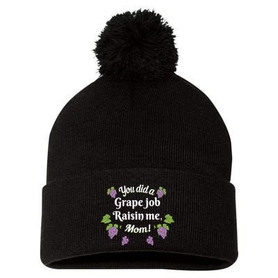 Grape Job Raisin Me Funny Mom Pom Pom 12in Knit Beanie