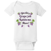 Grape Job Raisin Me Funny Mom Baby Bodysuit