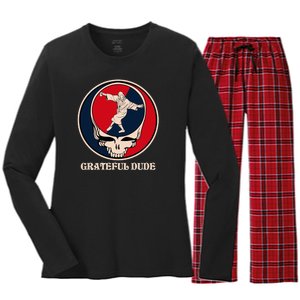 Grateful Dude Skull Women's Long Sleeve Flannel Pajama Set 