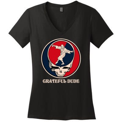 Grateful Dude Skull Women's V-Neck T-Shirt