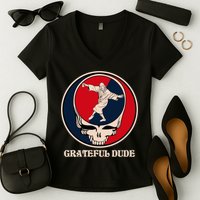 Grateful Dude Skull Women's V-Neck T-Shirt