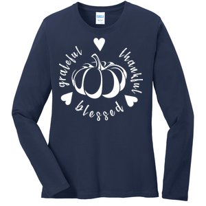 Grateful Faithful Blessed Ladies Long Sleeve Shirt