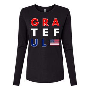 Grateful for America Womens Cotton Relaxed Long Sleeve T-Shirt