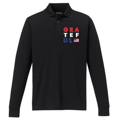 Grateful for America Performance Long Sleeve Polo