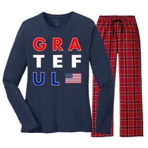 Grateful for America Women's Long Sleeve Flannel Pajama Set 