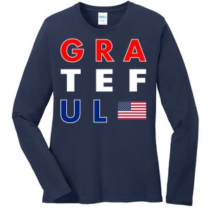 Grateful for America Ladies Long Sleeve Shirt