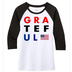 Grateful for America Women's Tri-Blend 3/4-Sleeve Raglan Shirt