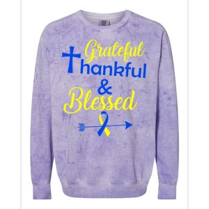 Grateful Thankful & Blessed Down Syndrome Colorblast Crewneck Sweatshirt