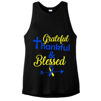 Grateful Thankful & Blessed Down Syndrome Ladies PosiCharge Tri-Blend Wicking Tank
