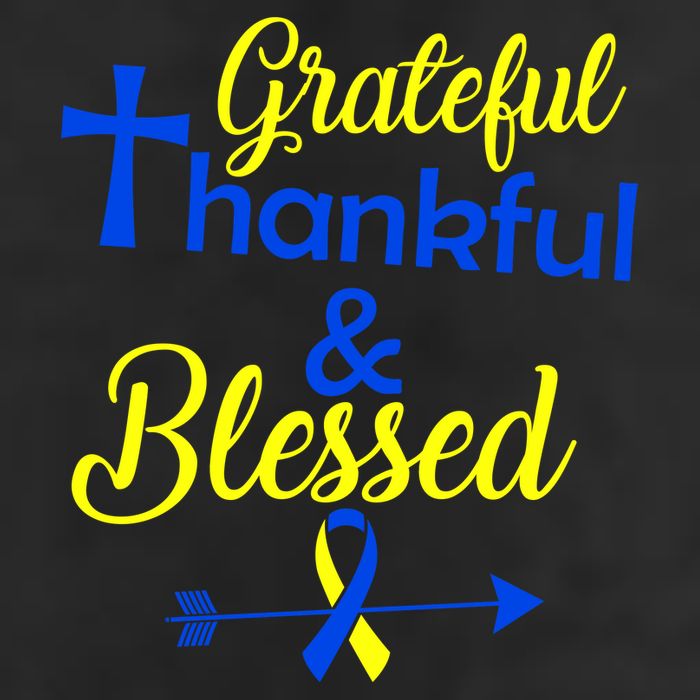 Grateful Thankful & Blessed Down Syndrome 7 Panel Mesh Trucker Snapback Hat
