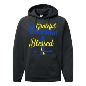 Grateful Thankful & Blessed Down Syndrome Performance Fleece Hoodie