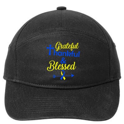 Grateful Thankful & Blessed Down Syndrome 7-Panel Snapback Hat