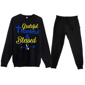 Grateful Thankful & Blessed Down Syndrome Premium Crewneck Sweatsuit Set