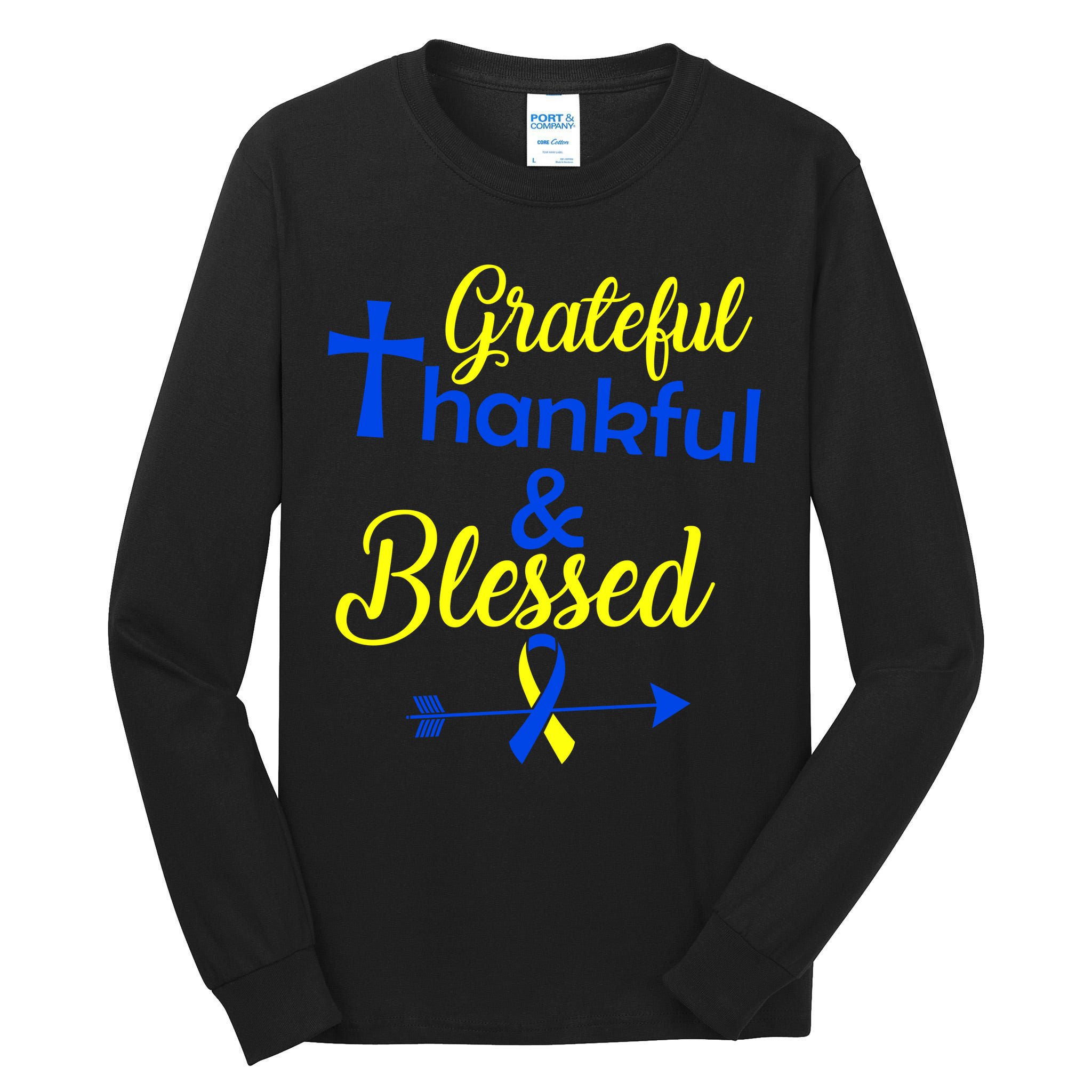 Grateful Thankful & Blessed Down Syndrome Tall Long Sleeve T-Shirt