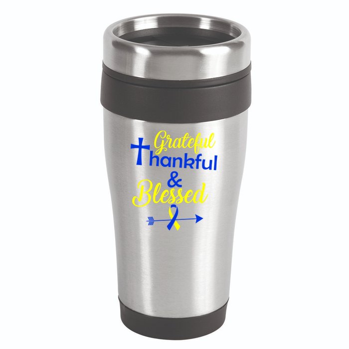 Grateful Thankful & Blessed Down Syndrome 16oz Travel Tumbler