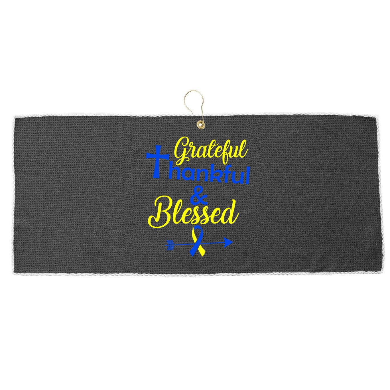Grateful Thankful & Blessed Down Syndrome Large Microfiber Waffle Golf Towel