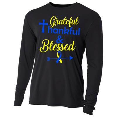 Grateful Thankful & Blessed Down Syndrome Cooling Performance Long Sleeve Crew