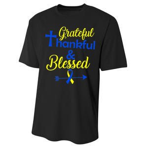 Grateful Thankful & Blessed Down Syndrome Performance Sprint T-Shirt